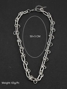 時尚流行男士簡約鏈條項鍊不銹鋼朋克嘻哈風格適合珠寶禮物和時尚外觀 - 銀色 - 查看 3