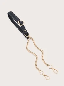 鍊條設計的背包帶，可變長DIY配件可調節的替換肩帶，時尚耐用 - 黑色 - 查看 1