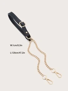 鍊條設計的背包帶，可變長DIY配件可調節的替換肩帶，時尚耐用 - 黑色 - 查看 3