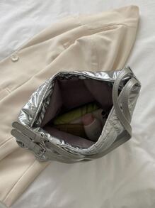 Túi đeo vai họa tiết chần kim loại, quà tặng Ngày của Mẹ cho Mẹ - Bạc - Xem 3