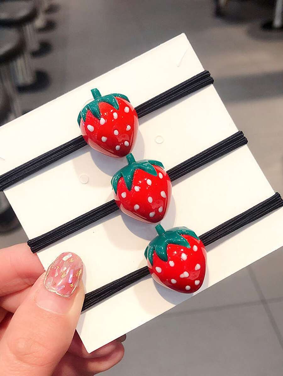 3 cái Dâu Tây Trang Trí Tóc Buộc - Nhiều màu - Xem 1