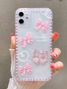 3D Bowknot Decor Clear Phone Case - Clear - View 1