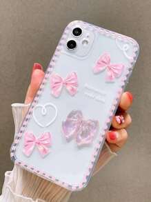 3D Bowknot Decor Clear Phone Case - Clear - View 2