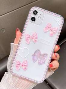 3D Bowknot Decor Clear Phone Case - Clear - View 3