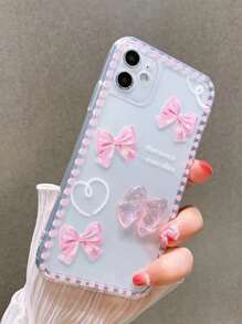 3D Bowknot Decor Clear Phone Case - Clear - View 4