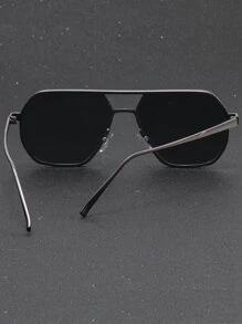 男士幾何框架太陽眼鏡 - 深灰色 - 查看 2