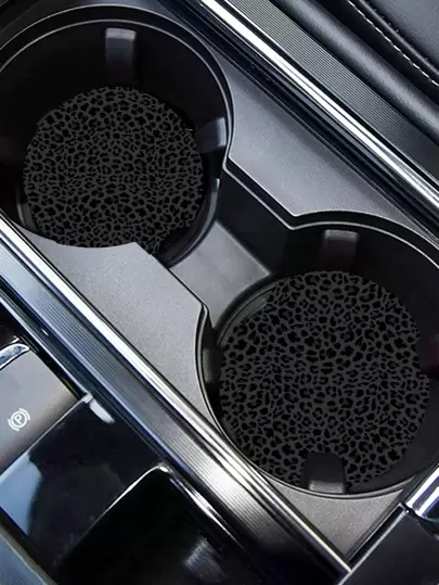 2pcs Leopard Print Car Coaster