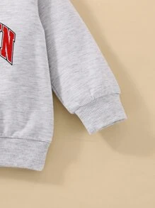 Baby Girl Letter Graphic Sweatshirt & Sweatpants - Light Grey - View 5