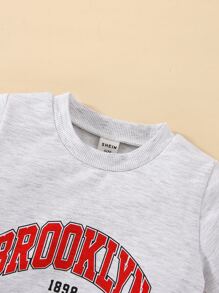 Baby Girl Letter Graphic Sweatshirt & Sweatpants - Light Grey - View 7