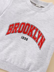 Baby Girl Letter Graphic Sweatshirt & Sweatpants - Light Grey - View 6