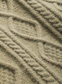 DAZY Cable Knit Raglan Sleeve Jumper - Army Green - View 3