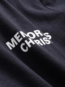 DAZY Camiseta con gráfico de letra, estilo preppy - Azul Marino - Ver 3