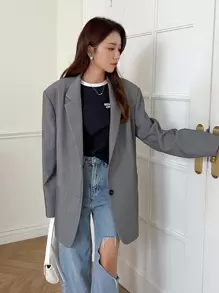 DAZY Camiseta con gráfico de letra, estilo preppy - Azul Marino - Ver 4