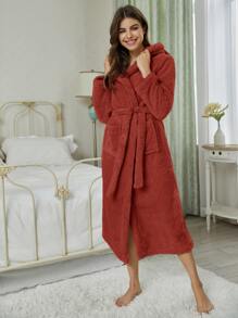 Tai 3D trùm đầu Dây thắt lưng Áo choàng lông cừu - Đỏ - Xem 5