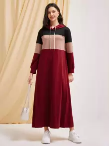 Seusyu 色块抽绳连帽连衣裙 - 彩色 - 查看 1