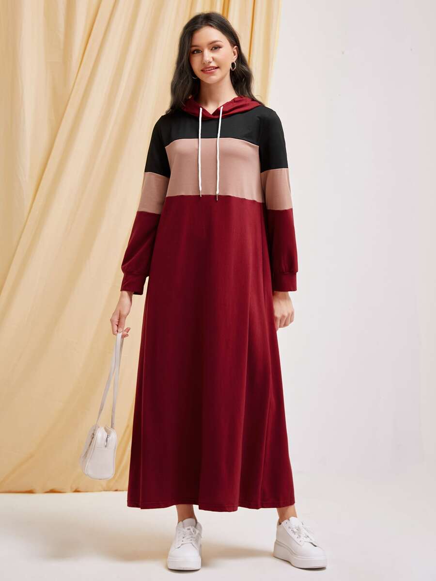 Seusyu 色块抽绳连帽连衣裙 - 彩色 - 查看 1