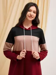 Seusyu 色块抽绳连帽连衣裙 - 彩色 - 查看 5