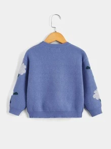 SHEIN Toddler Girls Floral Pattern Jumper - Blue - View 2