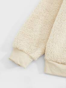 Manfinity Men Solid Round Neck Teddy Pullover - Khaki - View 4