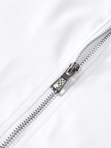 Manfinity Homme 男士拉鏈開襟飛行員夾克 - 白色 - 查看 6