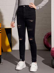 SHEIN Teen Girls Jeans - Black - View 3