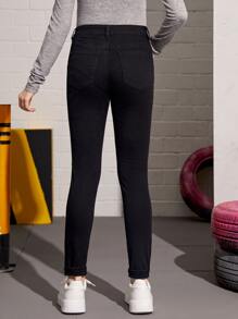 SHEIN Teen Girls Jeans - Black - View 2