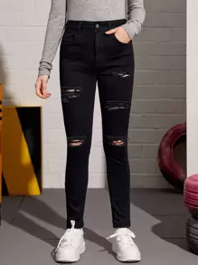 SHEIN Teen Girls Jeans - Black - View 5