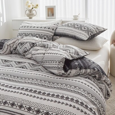 Geometric Print Duvet Cover Set Without Filler