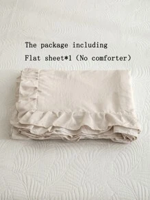 Solid Color Ruffle Decor Flat Sheet - Beige - View 5