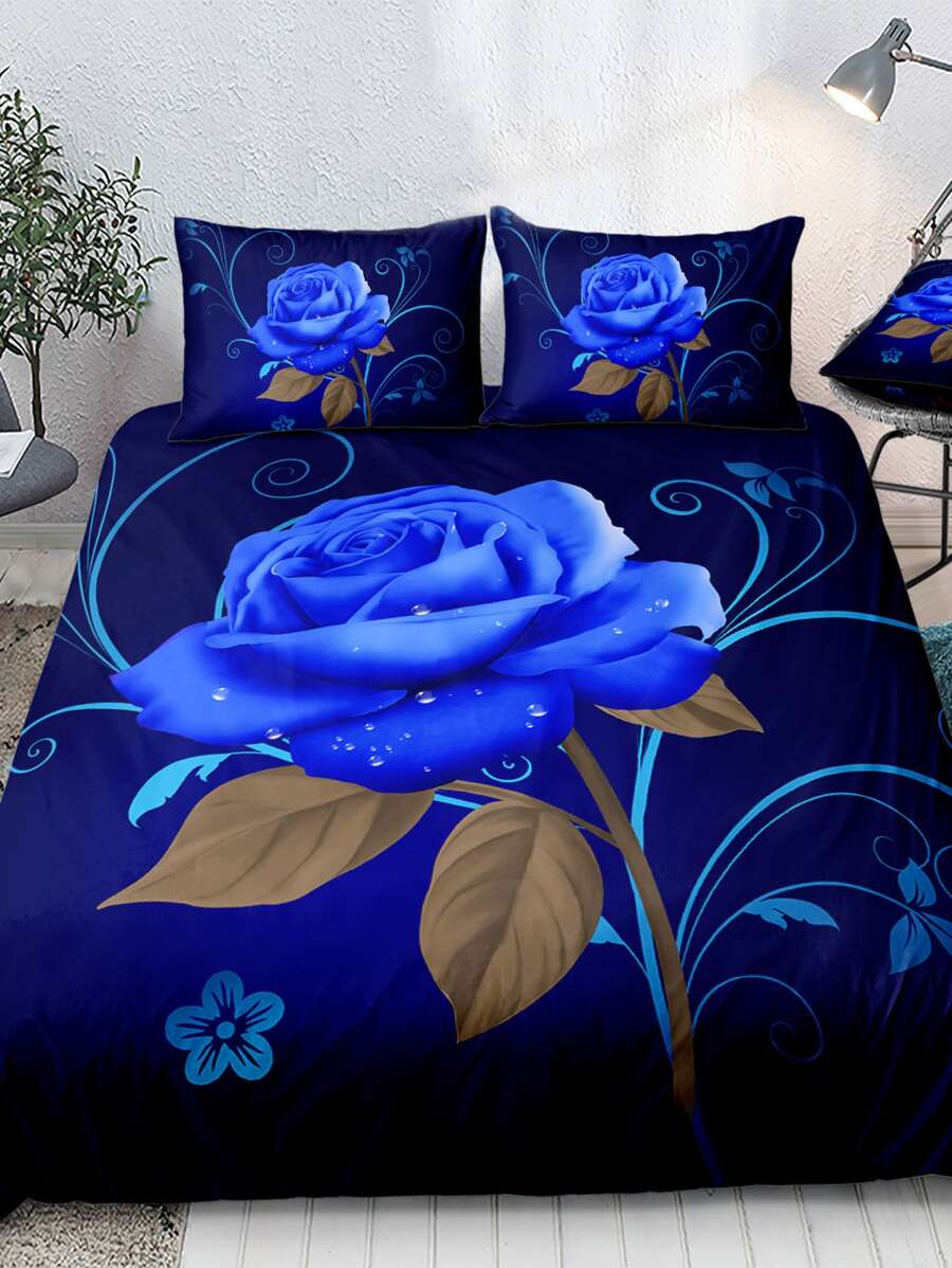 Floral Print Duvet Cover Set Without Filler - Multicolor - View 1