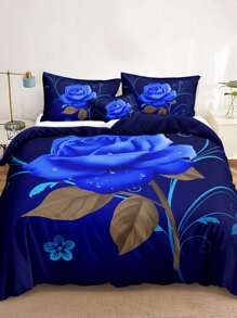 Floral Print Duvet Cover Set Without Filler - Multicolor - View 2