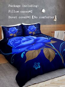 Floral Print Duvet Cover Set Without Filler - Multicolor - View 6