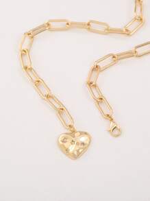 Nooxian 方晶锆石星形装饰心形吊坠 Y 形套索项链 情人节、妈妈、母亲、母亲节、礼物 - 金黃色 - 查看 5