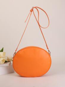 Lightweight,Portable Halloween Pumpkin Pattern Neon-orange Quilted Circle Bag Halloween - Orange - View 3