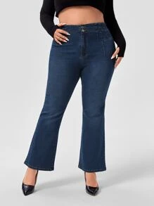 SHEIN SXY Blugi evazați cu fermoar și mușchi