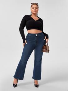 SHEIN SXY Blugi evazați cu fermoar și mușchi