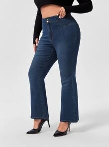 SHEIN SXY Blugi evazați cu fermoar și mușchi