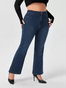 SHEIN SXY Blugi evazați cu fermoar și mușchi