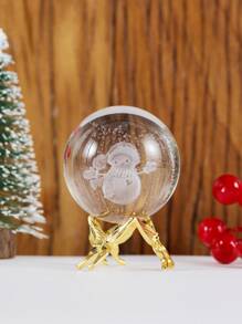 1pc Crystal Snowman Decoration With Butterfly Base For Christmas - Multicolor - View 1