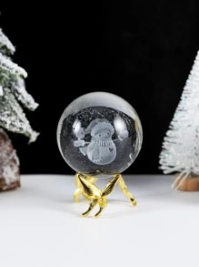 1pc Crystal Snowman Decoration With Butterfly Base For Christmas - Multicolor - View 2