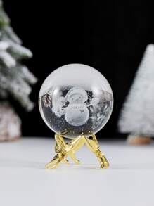 1pc Crystal Snowman Decoration With Butterfly Base For Christmas - Multicolor - View 3