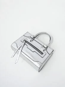 Kim sa , Sang trọng , Sáng bóng Túi đám tiệc , Bữa tối Cái túi Duyên dáng , Thanh lịch , Tinh tế , Im lặng Sang trọng Mini Kim loại Dập nổi cá sấu Túi Vuông Pha lê Cho bữa tiệc Cô gái , Phụ nữ , Cô dâu Hoàn hảo Cho bữa tiệc , Lễ cưới , Dạ hội , , Đối với - Bạc - Xem 6