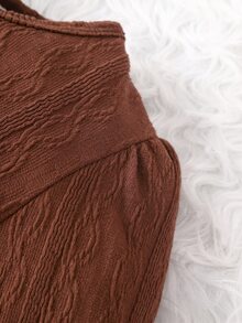 Đầm bé gái Nút phía trước màu trơn Giải trí - Cà phê nâu - Xem 5