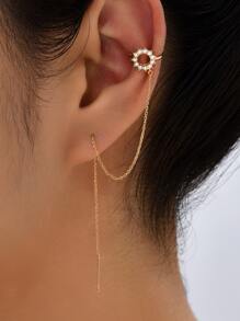 Nooxian Pendientes de enhebrador zirconia cúbica con diseño de círculo - Amarillo Oro - Ver 2