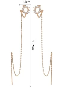 Nooxian Pendientes de enhebrador zirconia cúbica con diseño de círculo - Amarillo Oro - Ver 5