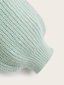 ROMWE Fairycore 蘑菇刺繡落肩袖套頭毛衣 - 薄荷綠 - 查看 4