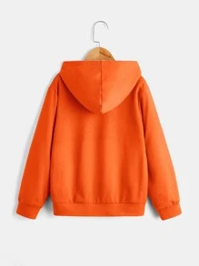 SHEIN Boys Letter Graphic Colourblock Hoodie - Orange - View 2