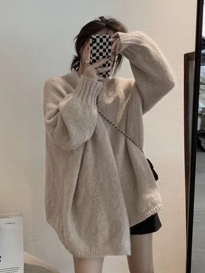 Honeyspot 無地柄 ドロップショルダー オーバーサイズ ニット コート