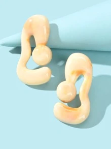 Structured Stud Earrings - Beige - View 1