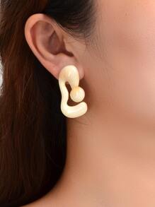 Structured Stud Earrings - Beige - View 2